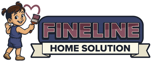 Inverted horizontal logo of Fineline home solution