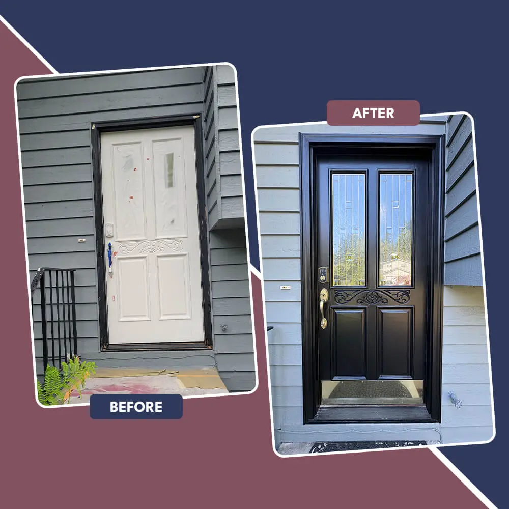 before and after photo of an exterior home in Seattle, WA